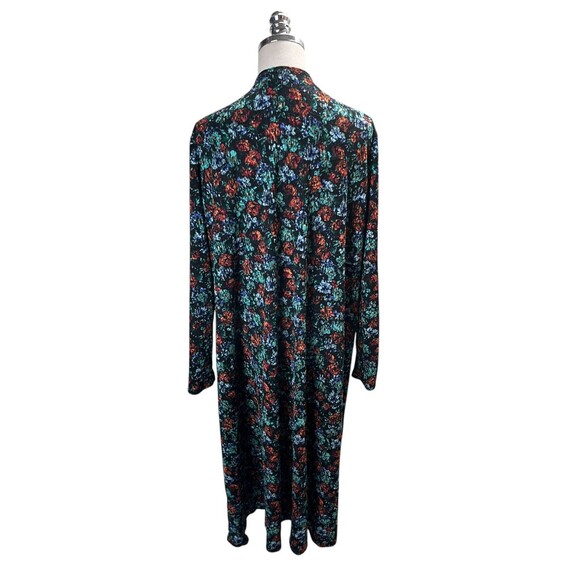 LuaRoe Duster Women's Size Large Black Multicolor Floral Long Sleeve - Picture 2 of 6